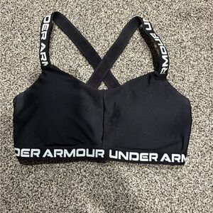 Under Armour Black Crossback Seamless Sports Bra with Branded Band